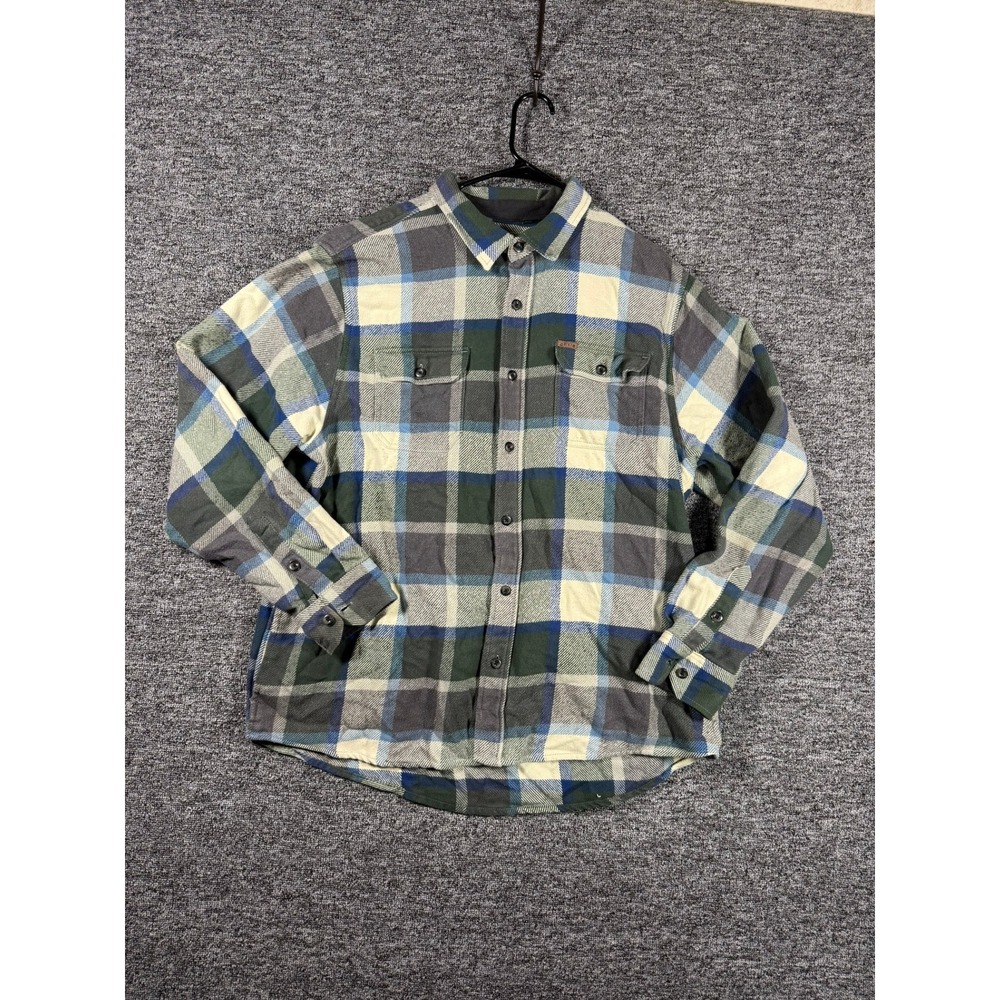 Orvis Classic Collection Green Blue Plaid Flannel Shirt Mens  2XL‎ Side Pockets